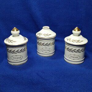 Vintage Lefton Apothecary Vanity Jar Decor Set MCM 1950's 3 Pc Set Lefton 2404